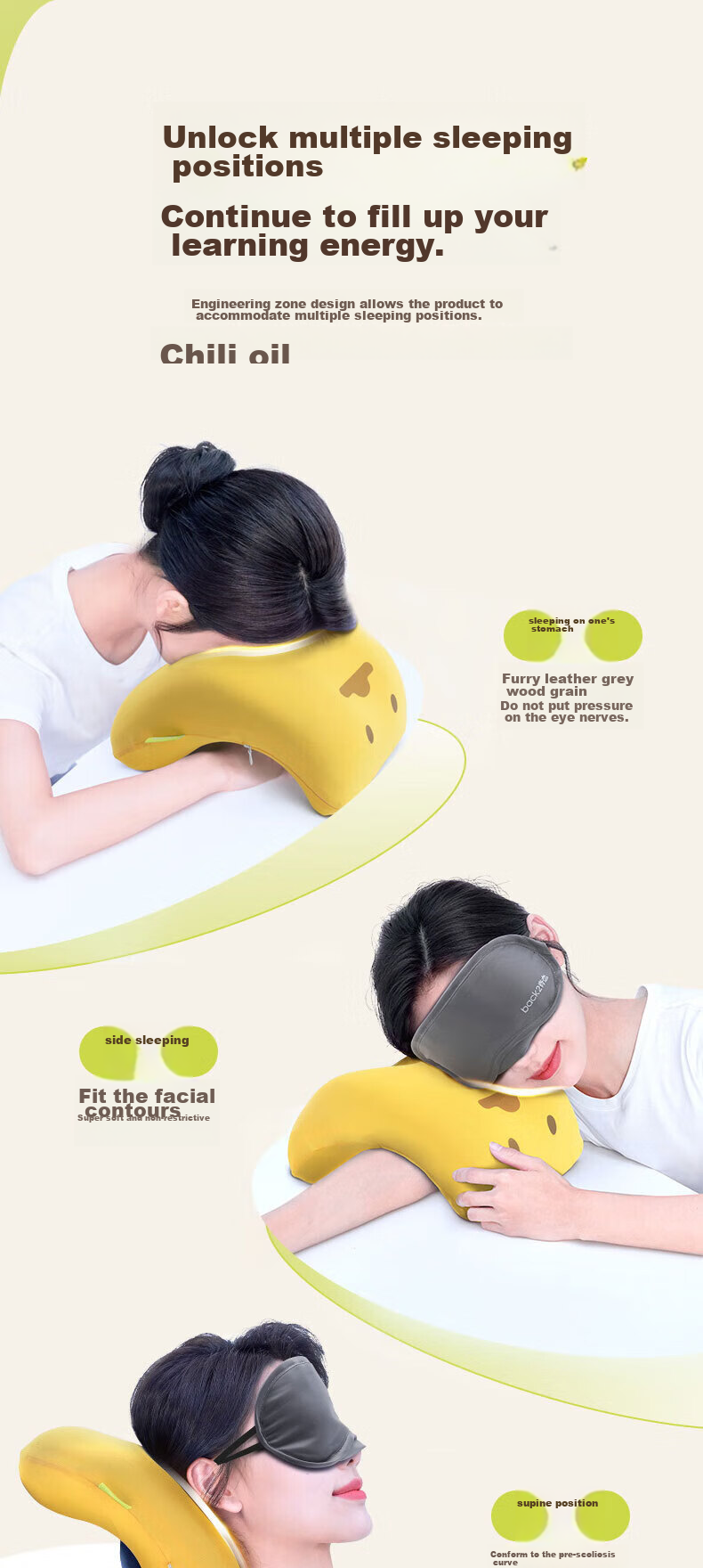 Back2 Elementary School Nap Pillow Children's Rest Pillow Classroom Desk Sleeping Pillow Gray 8