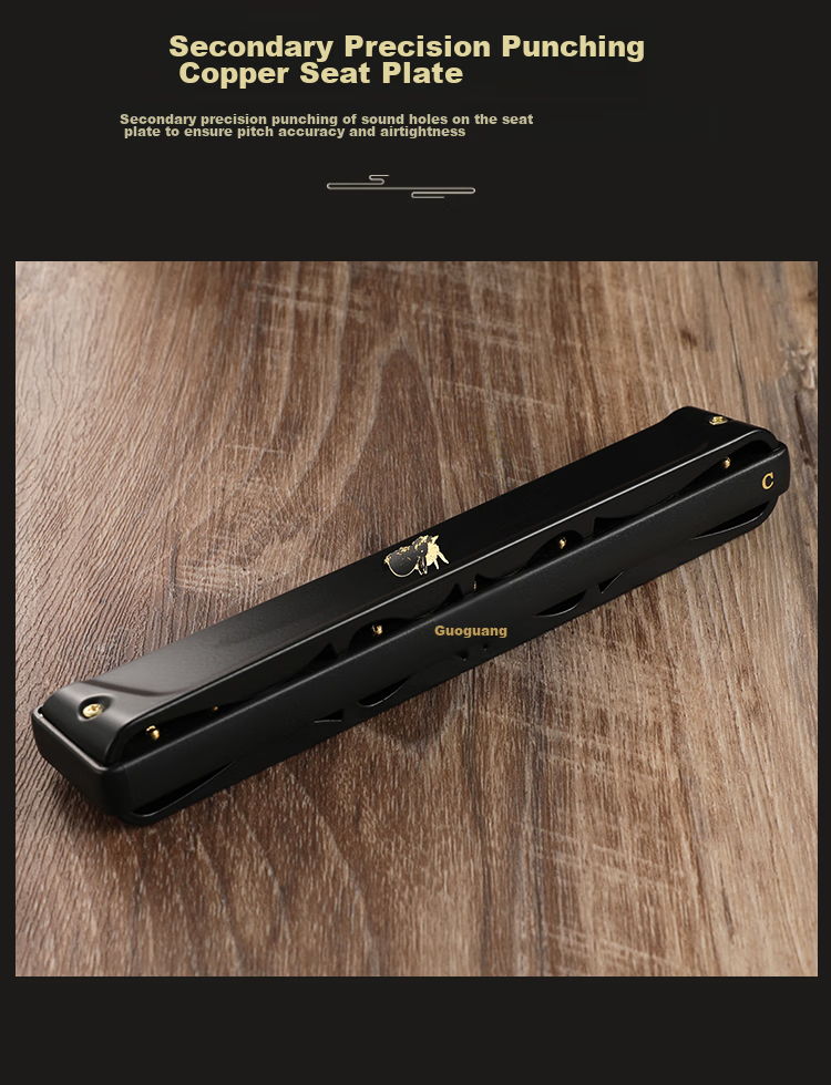 Guoguang 24-Hole Polyphonic C Key Professional Zodiac Harmonica - Rabbit (Imported Reeds, with Playing Instructions) Athens Black 5