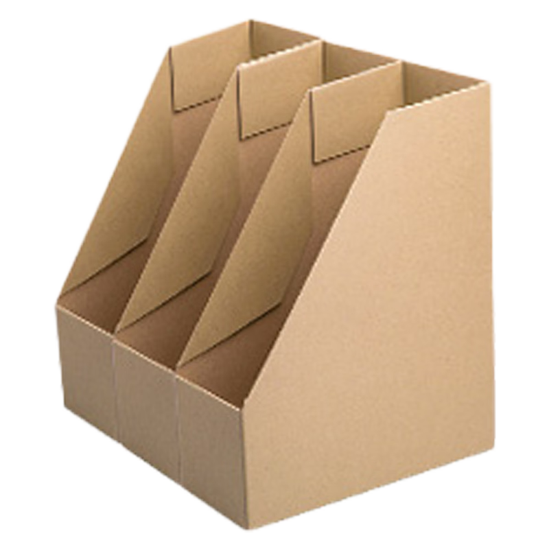 MAKINO Student Office Eco-Friendly Paper Desktop Bookend File Storage Box Organizer Container Document Archive Box, Vertical Style, Kraft Paper Color, Pack of 3