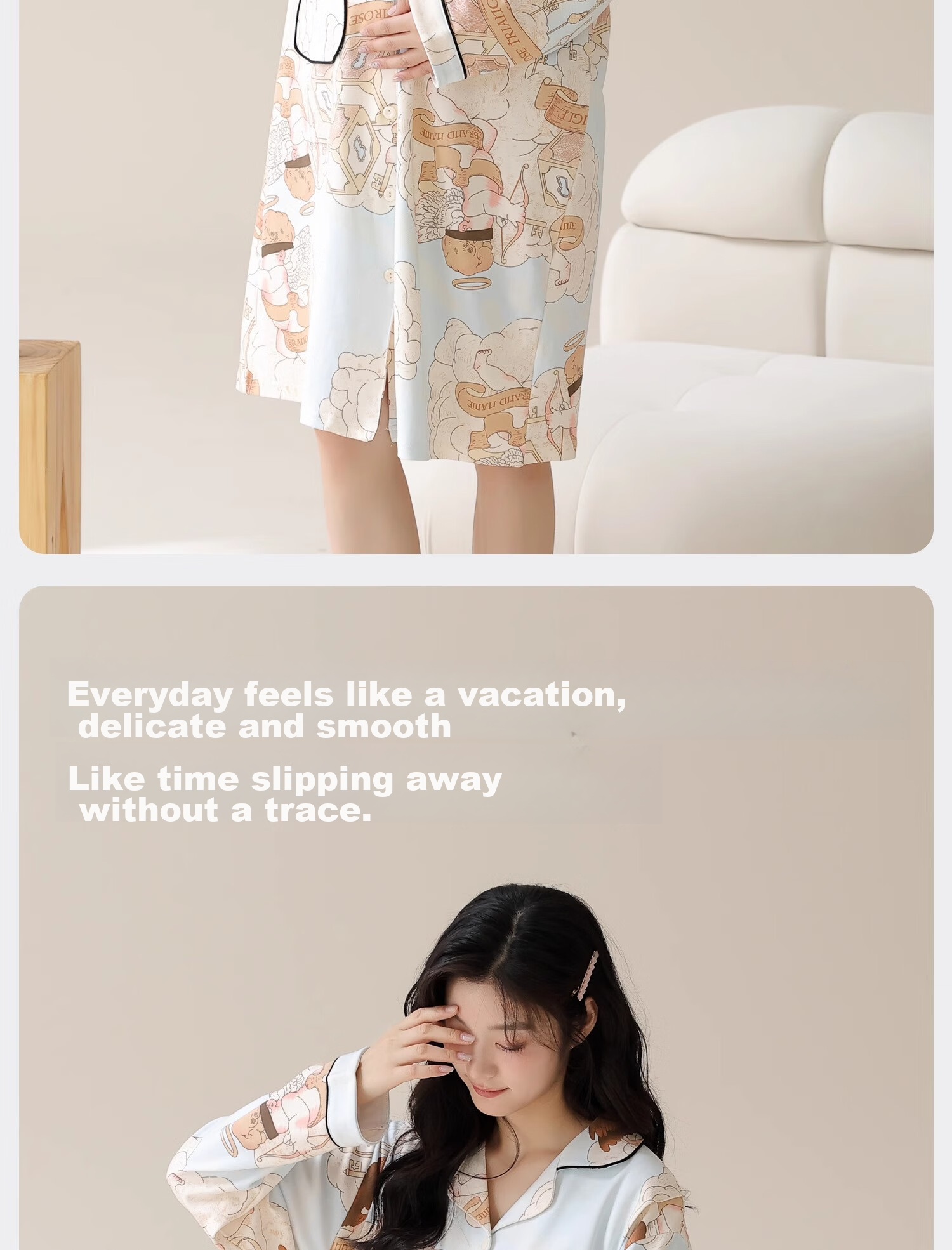 FENYE Maternity Nursing Nightgown with Chest Pads, Hospital Maternity Dress, Spring And Autumn Postpartum Breastfeeding Loungewear Set XL 8