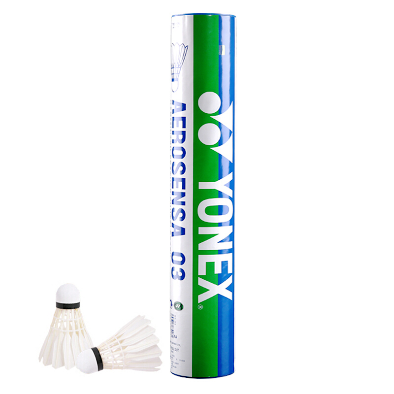 YONEX AS03 Badminton Shuttlecocks, Stable And Durable Duck Feather Shuttles, Speed 2, Pack of 12