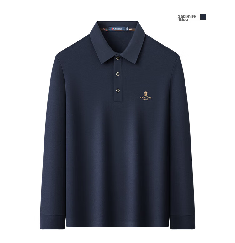 MONTAGUT [Soft Cotton Comfort & Crisp Skin-Friendly] Spring Casual Simple Long-Sleeve Polo Shirt Men's T-Shirt JG Gray-Blue 2XL 15