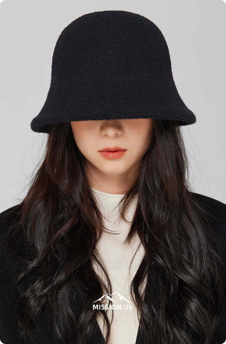 MISSION UV Wool Warm Fisherman Hat for Women, Autumn And Winter Bucket Hat, Versatile Face-Slimming Winter Hat, Windproof And Cold-Resistant Hat for Women in Winter Seaso 1