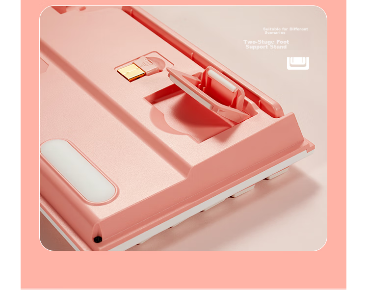 Hyeku X3 Wired/wireless 2.4G Dual-Mode Gaming Mechanical Keyboard, 87 Keys, PBT Keycaps, Kaikhua BOX New Switch, Peach Bubble Water, Kaikhua Rose Red Switch with Clip And Wrist Rest 17