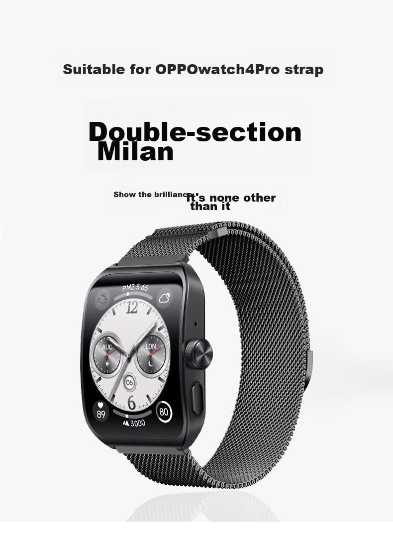 KOVL Compatible with OPPO Watch 4 Pro/OPPO Watch X2/X Watch Strap, Steel Milanese Magnetic Buckle, Strong Magnetic Clasp, Breathable Stainless Steel Wristband 2