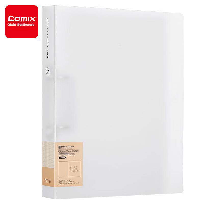 COMIX Two-Hole File Folder, 2-Hole Loose-Leaf Punch A4 File Folder, D-Type Two-Hole, 1 Piece, 25mm A4, Transparent A5625