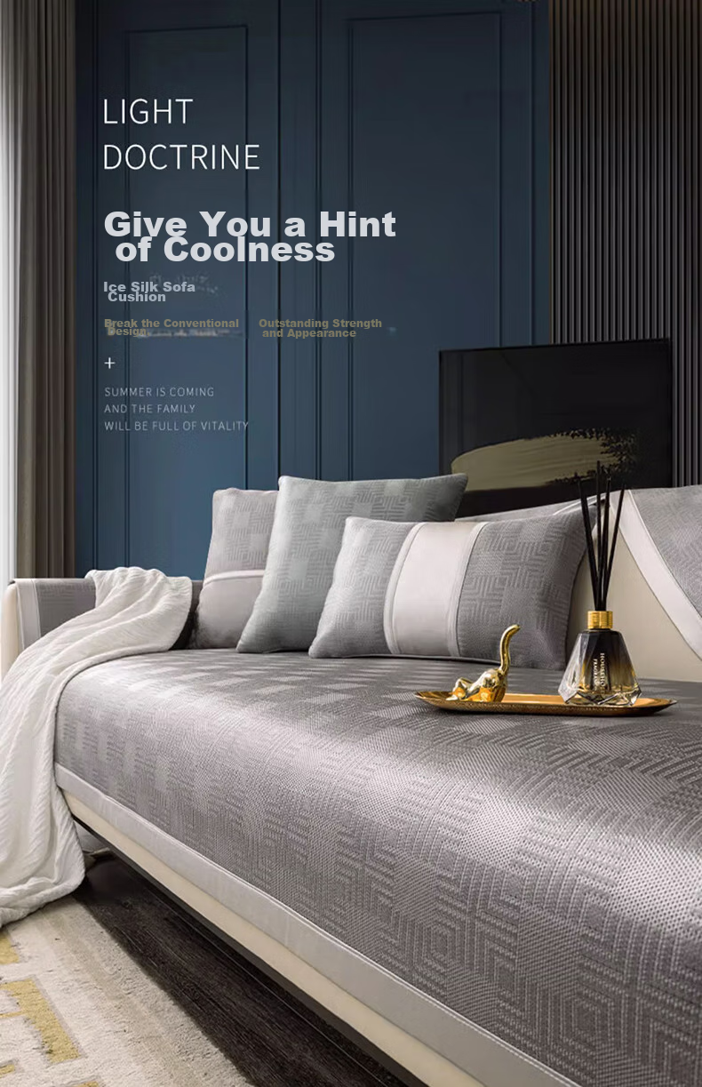 AVIVI Ice Silk Sofa Cushion, Summer Cooling Mat, Sofa Cover, Armrest Cover, Sofa Towel, 90*90 Cm, Zhi Xia 1