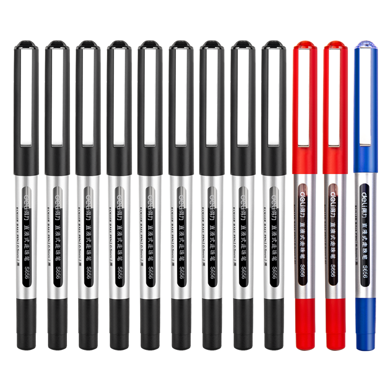 Deli Gel Pen, 0.5mm Bullet Tip, Rollerball Pen, Office Stationery, 9 Black 2 Red 1 Blue, 33566