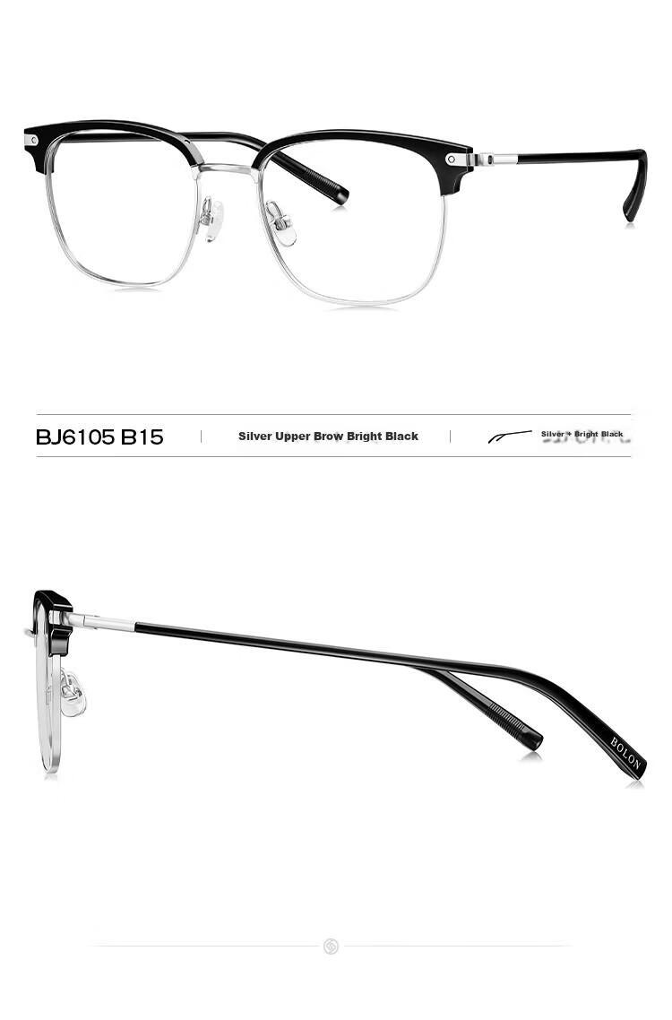 BOLON Eyeglasses, Lightweight Business Versatile Browline Frame, D-Shaped Optical Frame, Can Be Fitted with Prescription Lenses, Myopia Glasses Frame BJ6105B90 12