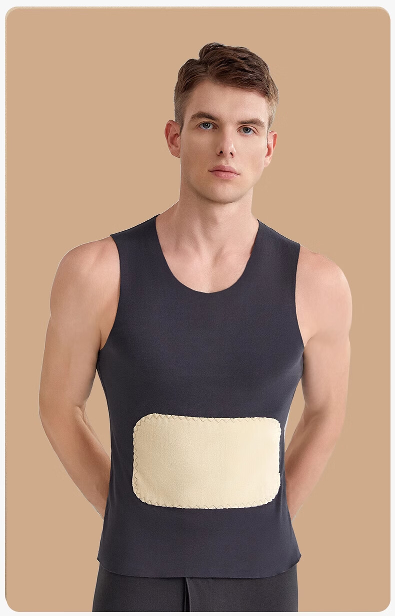 LangSha Thermal Undershirt for Men, Wool And Silk Patch Fleece, Slim Fit Seamless Sleeveless Undershirt, Base Layer, 2-Pack 19