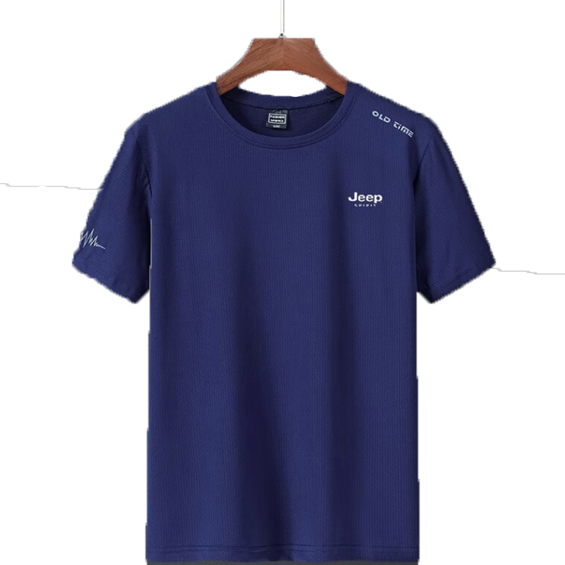 JEEP SPIRIT Men's Short-Sleeve T-Shirt, Summer Half-Sleeve, Cool And Quick-Dry, Loose-Fitting Sports Workwear, Black, 4XL