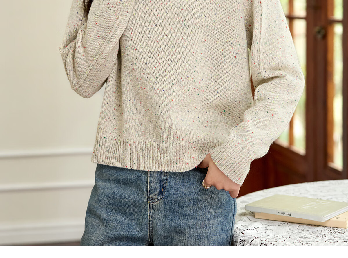 PinCai Women's Knitted Sweater Spring Autumn High-Quality Speckled Pullover Knitwear Base Layer P144Z9029 13