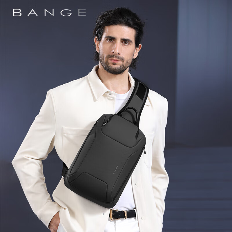 Bange Business Casual Chest Bag, Large Capacity Crossbody Bag, IPad Tablet Bag, Multifunctional Commuter Shoulder Bag for Men, 8031 Black