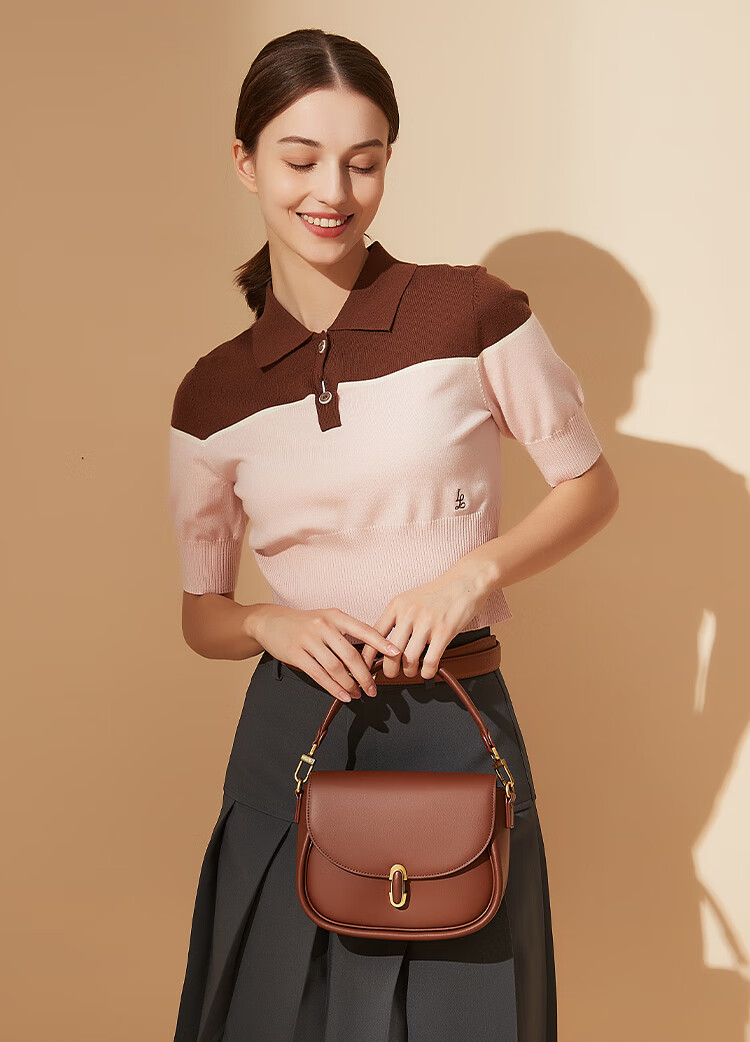 HONGU Leather Handbag Shoulder Crossbody Bag Vintage Saddle Bag Casual Tote Small Purse Women's Bag, Birthday Gift for Girlfriend 2