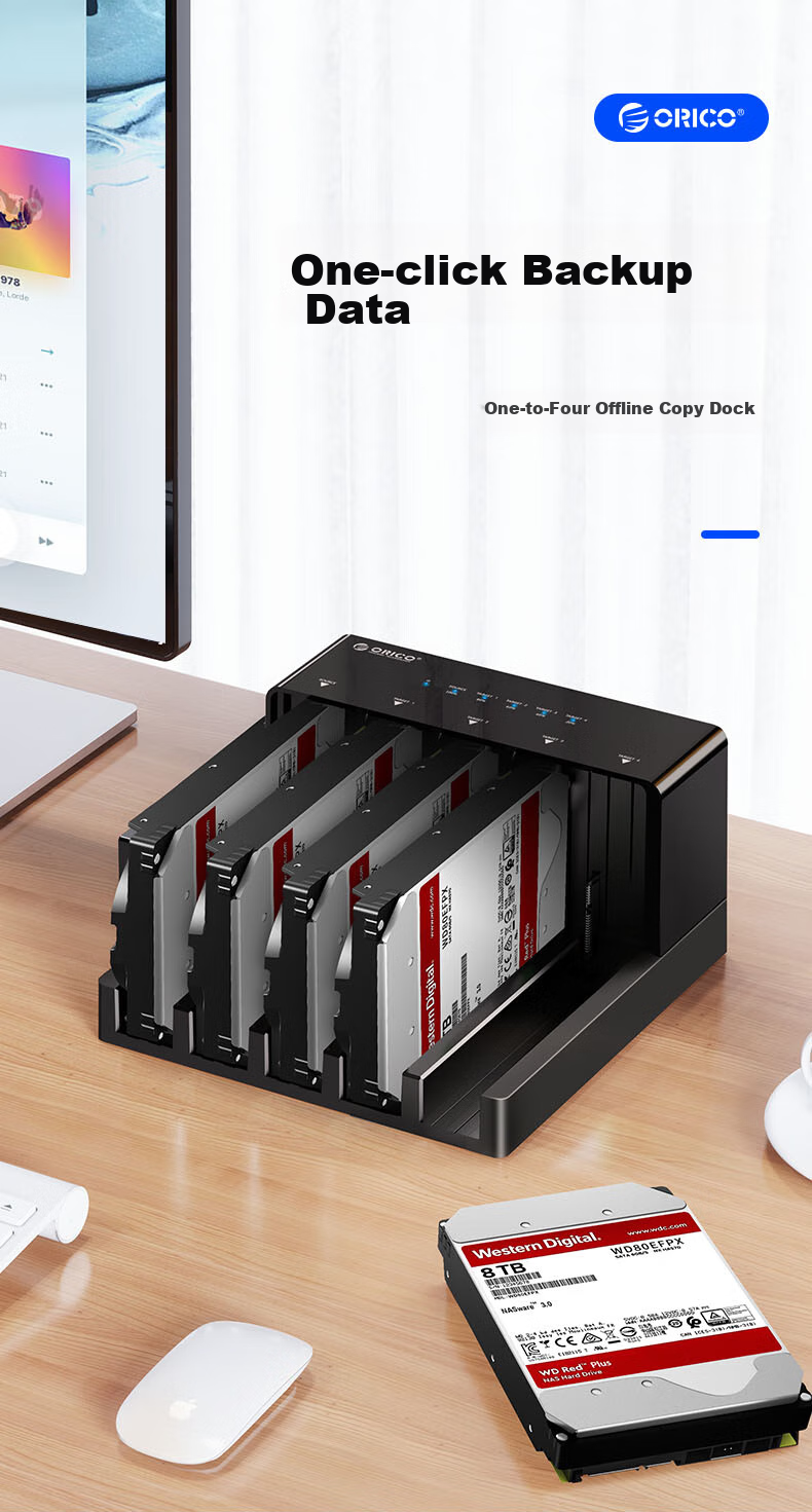 ORICO External Hard Drive Dock USB3.0 Offline Copying 2.5/3.5 Inch SATA/SSD Solid State Mechanical Hard Drive External Dual-Bay Cloning Machine 6528US3-C 2
