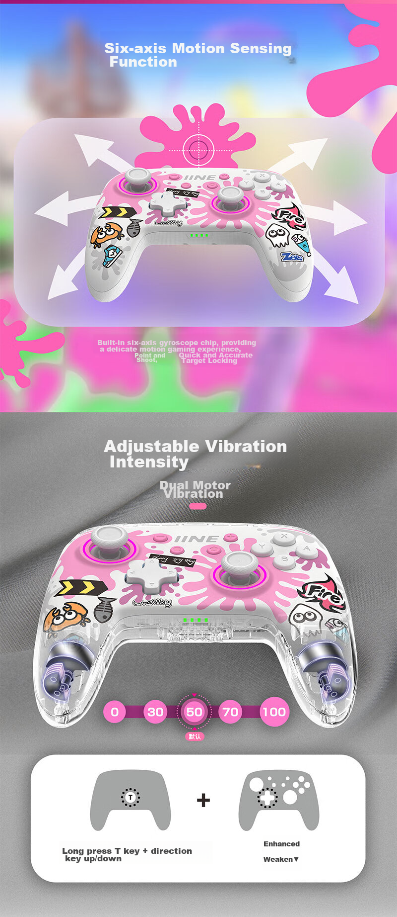 Liangzhi (INE) Compatible with Switch/switch2 Controller, Wireless Bluetooth Wake-Up Pro Controller, PC Computer Steam NFC Function, Splatoon Accessories 6