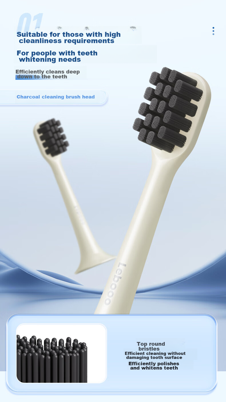 Lebooo Electric Toothbrush Heads, Cleaning Brush Heads 2-Pack, Milk White [Compatible with Yuexin Series] 2