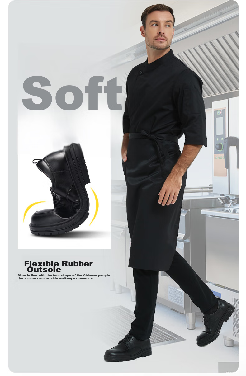 Chuwang Chef Shoes, Kitchen Non-Slip Work Shoes, Comfortable Business Casual Wedding Leather Shoes, Versatile Men's Formal Shoes 2332 5