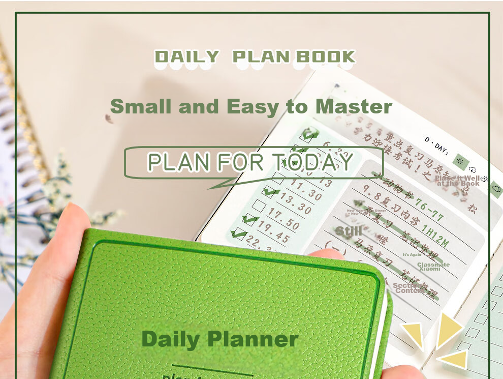 Faramon Daily Planner, Portable Mini Pocket Notebook, Square Notepad, Stylish Time Management, Self-Discipline Check-In Schedule Book, Thickened Work And Study Journal, Gray 12