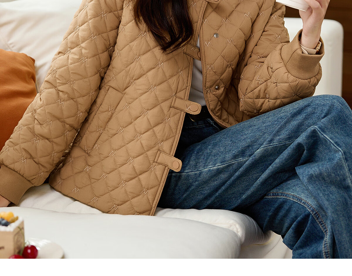 PinCai Women's Cotton Jacket Fashion Woven Design Lapel Thickened Lightweight Winter Coat P144M1003 17