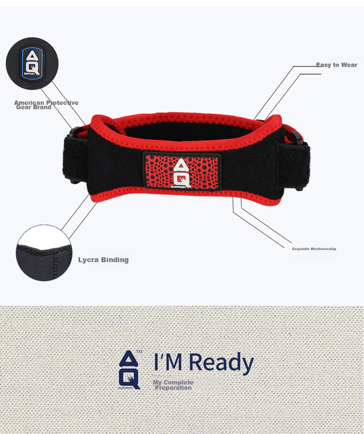 AQ Patellar Strap Compression Band Patellar Protection Band for Men And Women Sports Patellar Knee Brace 50511SP Black And Red 10