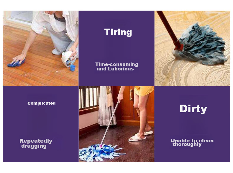MEIJIARIJI Flat Mop, Commercial Large Dust Pusher 60cm with 1 Cloth, Cotton Yarn Canvas Wet And Dry Dual-Use Absorbent Cotton Yarn Floor Mop 4