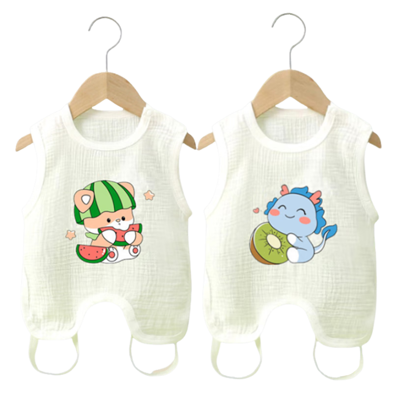 9I9 Baby Belly Cover, Pure Cotton Gauze, Thin Summer Protection for Stomach, Newborn Half-Back Shirt, Baby Belly Wrap with Legs, Sleeping Bag, 2 Pieces A300