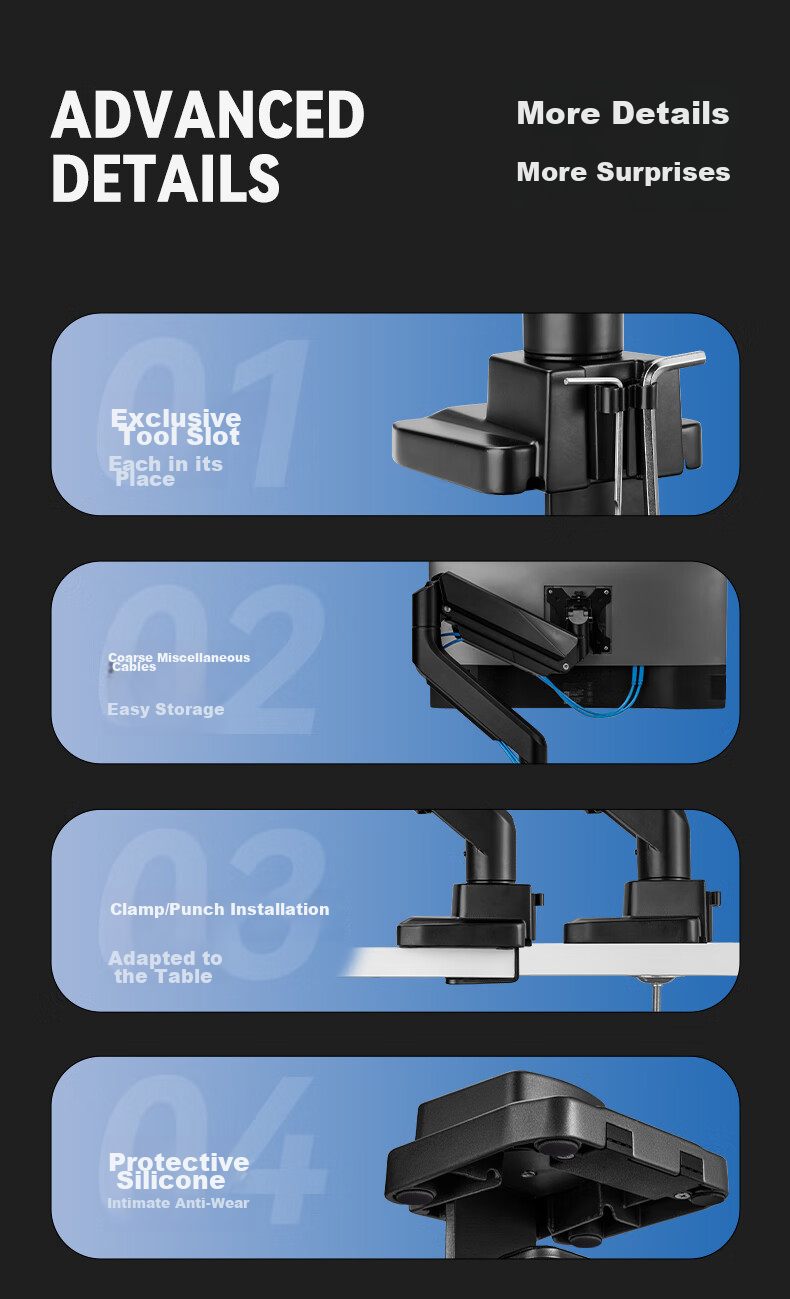 Songneng Monitor Stand, Computer Stand, Display Screen Stand, Monitor Riser, Mechanical Arm, Monitor Stand Arm, VESA Bracket with 20KG Load Capacity, T10-1W 10