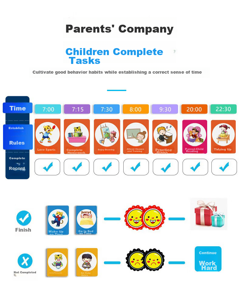 Flybook Children's Growth Self-Discipline Chart, Magnetic Reward Wall Sticker, Kindergarten And Elementary School Student Planner, Home Study Course Schedule, Children's Red Flower Award Sticker, Point Card 4