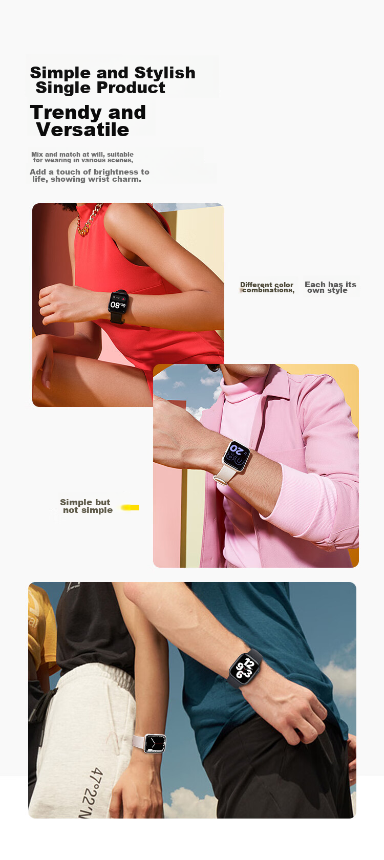 MSSM Compatible Silicone Watch Band for Apple Watch, Suitable for Apple IWatch Series 11/ultra4/S12/10/9/SE3 Sports Bands for Men And Women, Starlight Color, Sizes 38/40/41/42 6