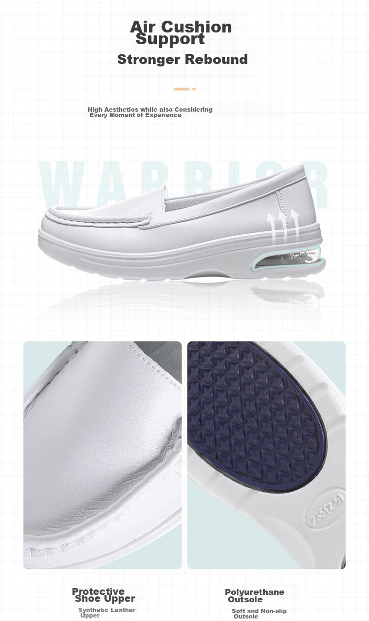 Warrior Casual Shoes for Women, Solid Color Nurse Shoes, Versatile White Sneakers, Women's Flat Shoes WLY(JS)-0024 White 37 5