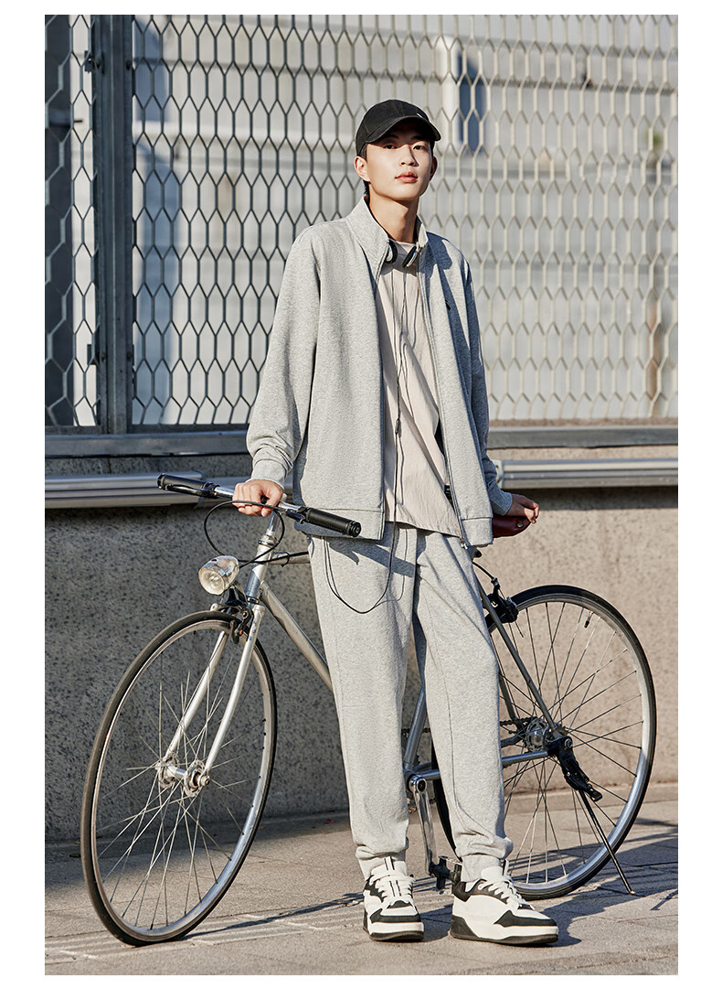 Anta Men's Fleece-Lined Sports Set Spring Windproof Stand Collar Zip-Up Jacket and Pants Sportswear Casual Pants 22