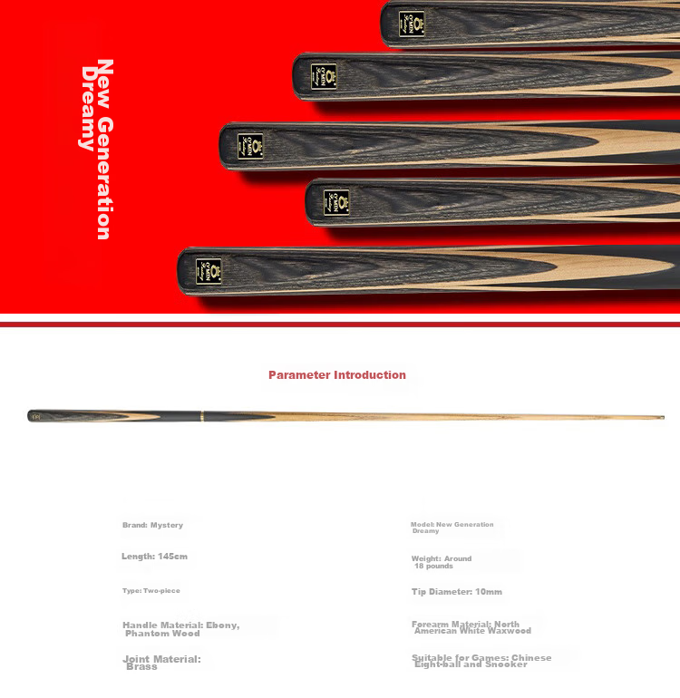 Aomi New Dream Pool Cue, Black Eight Small Tip, Black 8 Chinese Eight-Ball, 16-Color Medium Tip, Score-Chasing, Billiard Cue, 10mm 1
