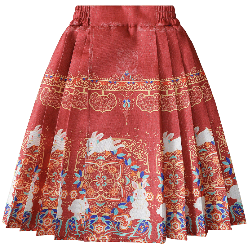 MQDMINI Girls' Hanfu Skirt, Children's Horse-Face Skirt, Girls' Skirt, Half Skirt, Single Piece, Auspicious And Wishing