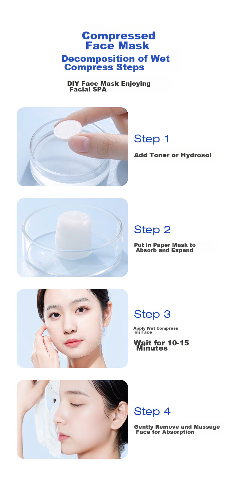 Beautyblend Compressed Face Mask Paper for Wet And Dry Application, Disposable Face Mask Sheets for Spa Treatments, Cotton Material, 100 Pieces/bag 4
