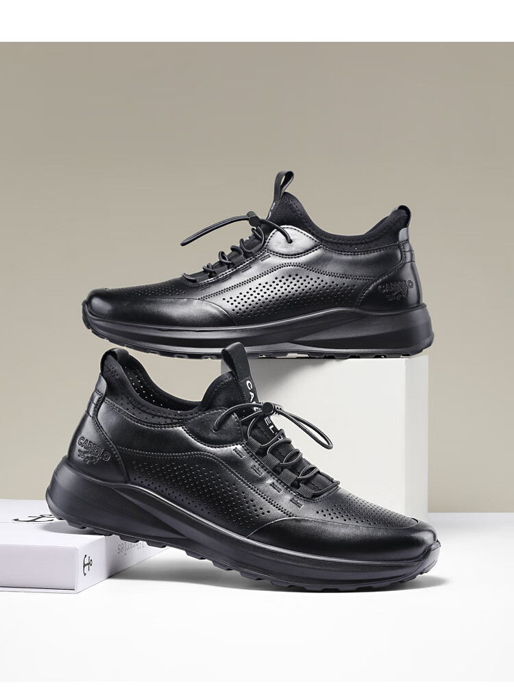 CARTELO Genuine Leather Men's Shoes, Business Casual Sports New Style for Autumn And Winter, Soft Thick-Soled Versatile Commuter Work High-End Black 36