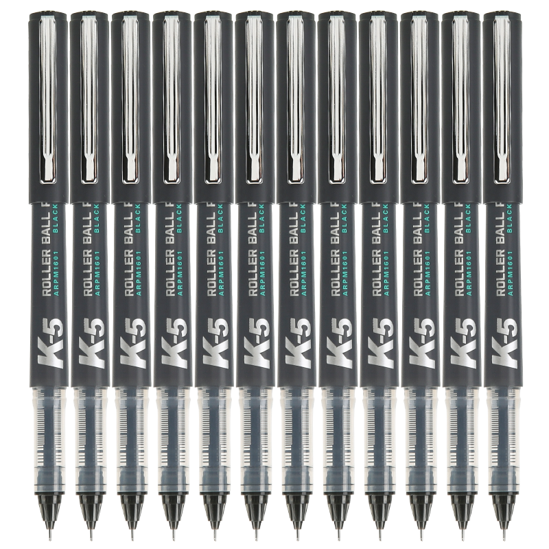 M&G Stationery 0.5mm Black V5 Upgraded Version Gel Pen, Quick-Drying Direct Liquid Signing Pen (Refillable), K5 Award-Winning Full Needle Tube Water-Based Pen, 12 Pens/Box ARPM1601 Postgraduate Entrance Exam