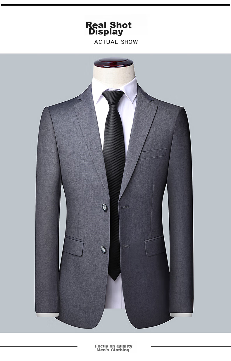 ROMON Men's Suit Jacket, All-Season Slim Fit Professional Business Formal Wear, Men's Blazer Casual Single Suit Outerwear 5