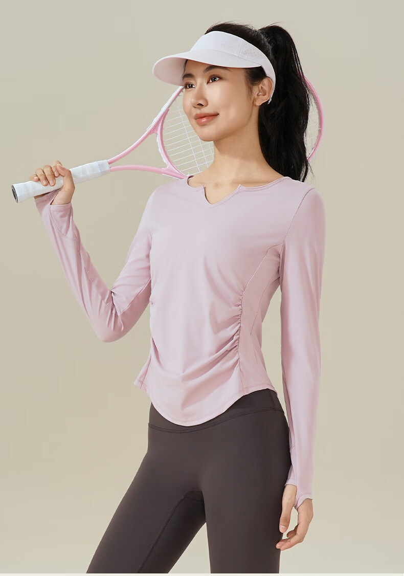 Ziyouxi Yoga Wear for Women, Spring And Autumn Quick-Dry Sports Fitness Top T-Shirt, Pilates Dance Training Long-Sleeve Cover-Up 10