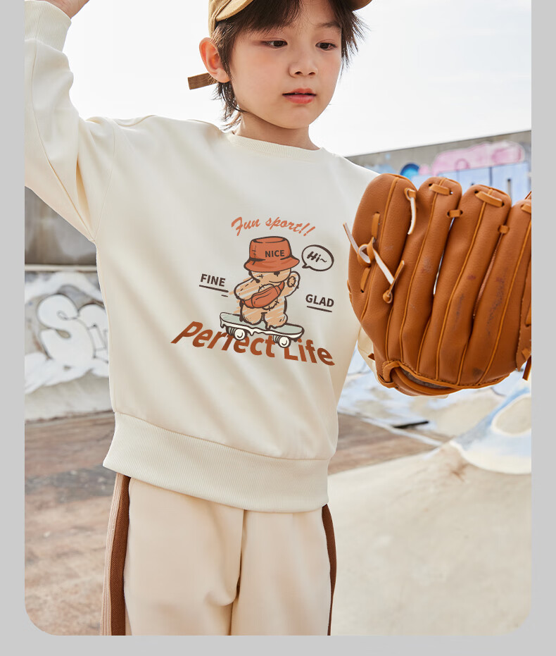 Baleno Boys' Sweatshirt, Spring And Autumn 2026 Style, for Older Children, Trendy Round Neck Long Sleeve, Kids' Casual Sports Top, Thi 13
