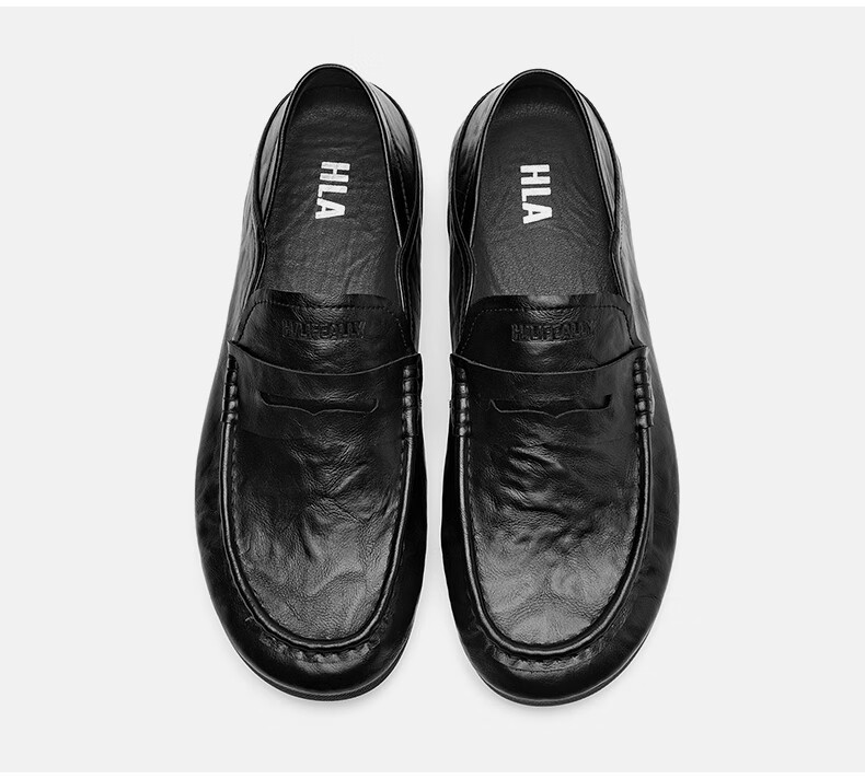 HLA Men's Casual Slip-On Loafers with Soft Soles, HAAPXM2FBI171, Black, Size 41 28