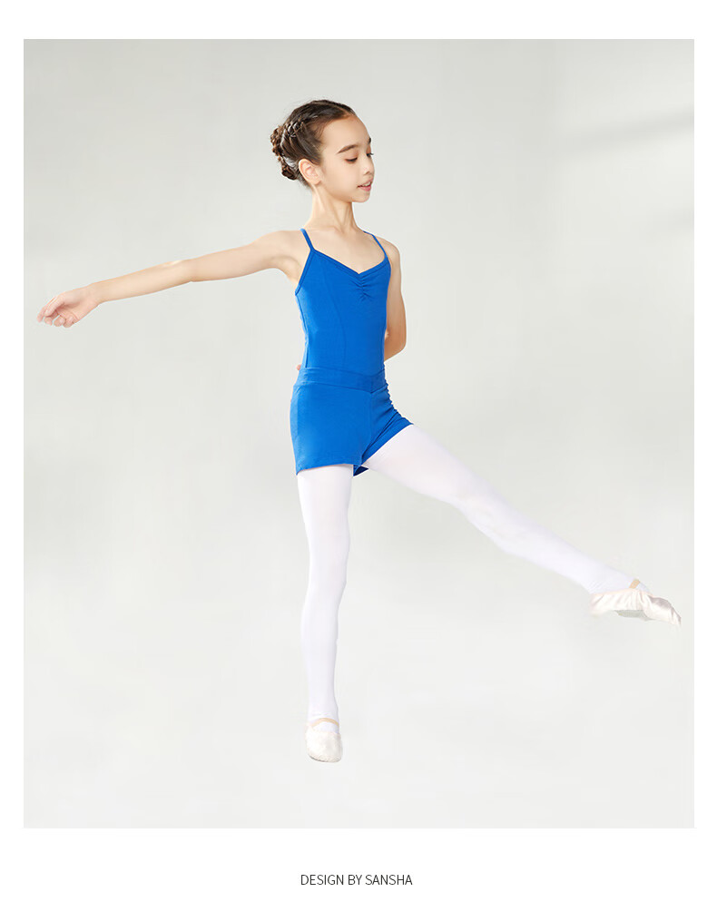 Sansha Children's Sports Dance Shorts for Girls, Tight-Fitting Practice Yoga Pants, Anti-Exposure Fitness Pants, Black, XXL 14