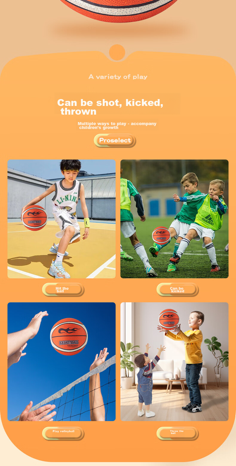 Mimeng Silent Basketball, No Dust, Size 7 Basketball, Fifth Generation, Children's Toy Ball, Indoor And Outdoor Elastic Ball, with Basket, Gift 14