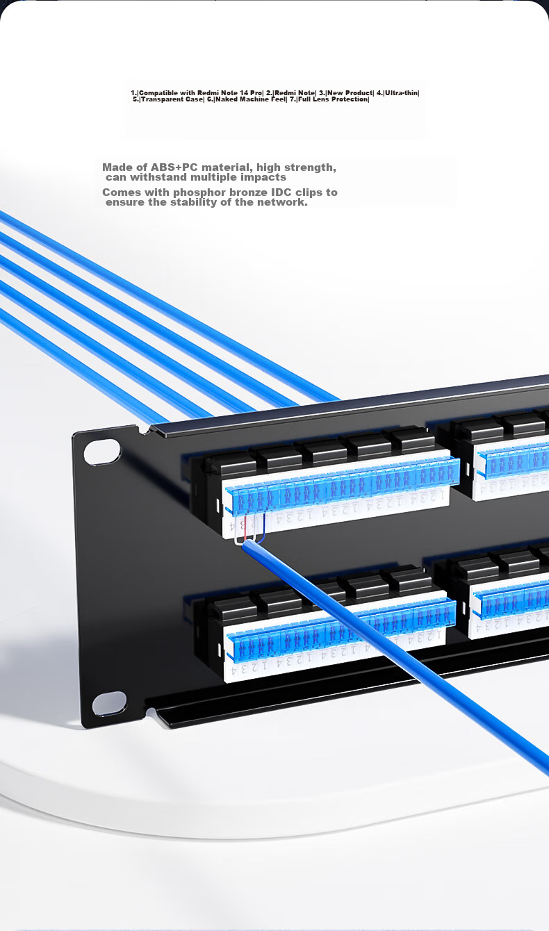 BIAZE 50-Port Telephone Patch Panel, Voice Patch Panel, Engineering-Grade Thickened Gold-Plated RJ11 Telephone Line Crystal Head Direct Plug Patch Panel Rack Module-Type Wire Organizer 6