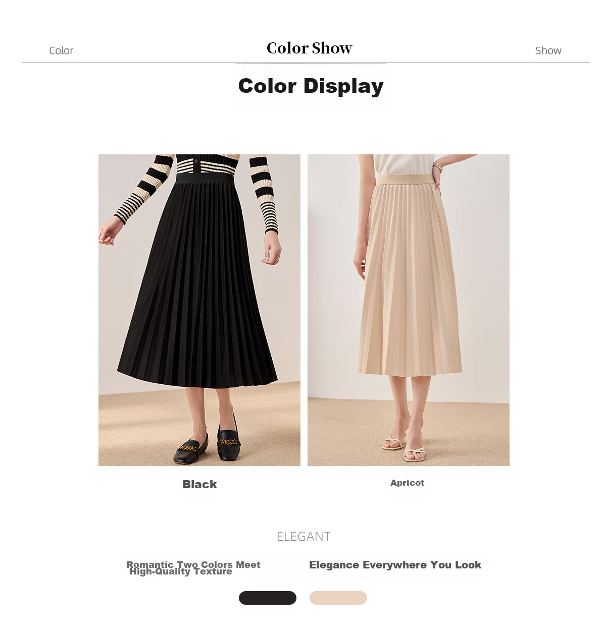 Chushen Spring And Autumn High-Waisted A-Line Midi Skirt for Women, Fashionable Versatile Pleated Skirt S13KB2098 Black 9