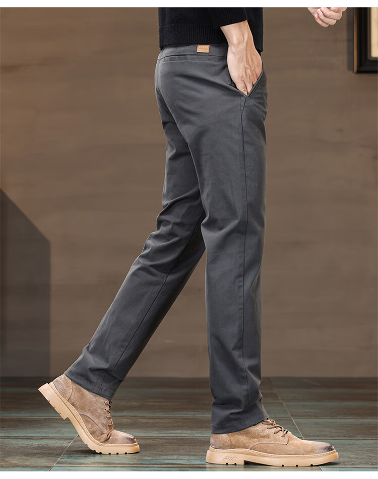 JEEP Casual Pants for Men, Spring And Summer Straight-Leg Trousers, Loose-Fitting Pants, Versatile Business Trousers for Men, Khaki, Size 29 7