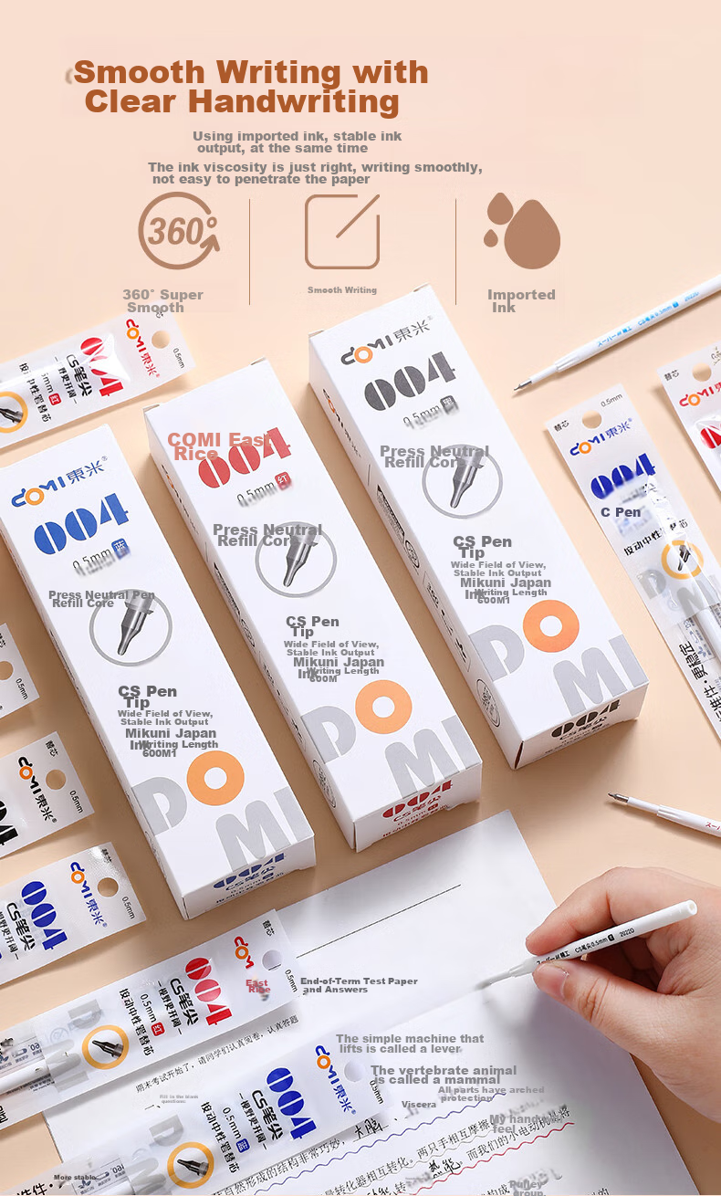 Dongmi Gel Pen Refill for Elementary, Middle School And College Students, Office Stationery, Handwriting Practice, 0.5mm, Click-Type, Replaceable Core, Student Exam Writing, Black Ink, Dongmi Brand, 20 Pieces/box, DM-004 5
