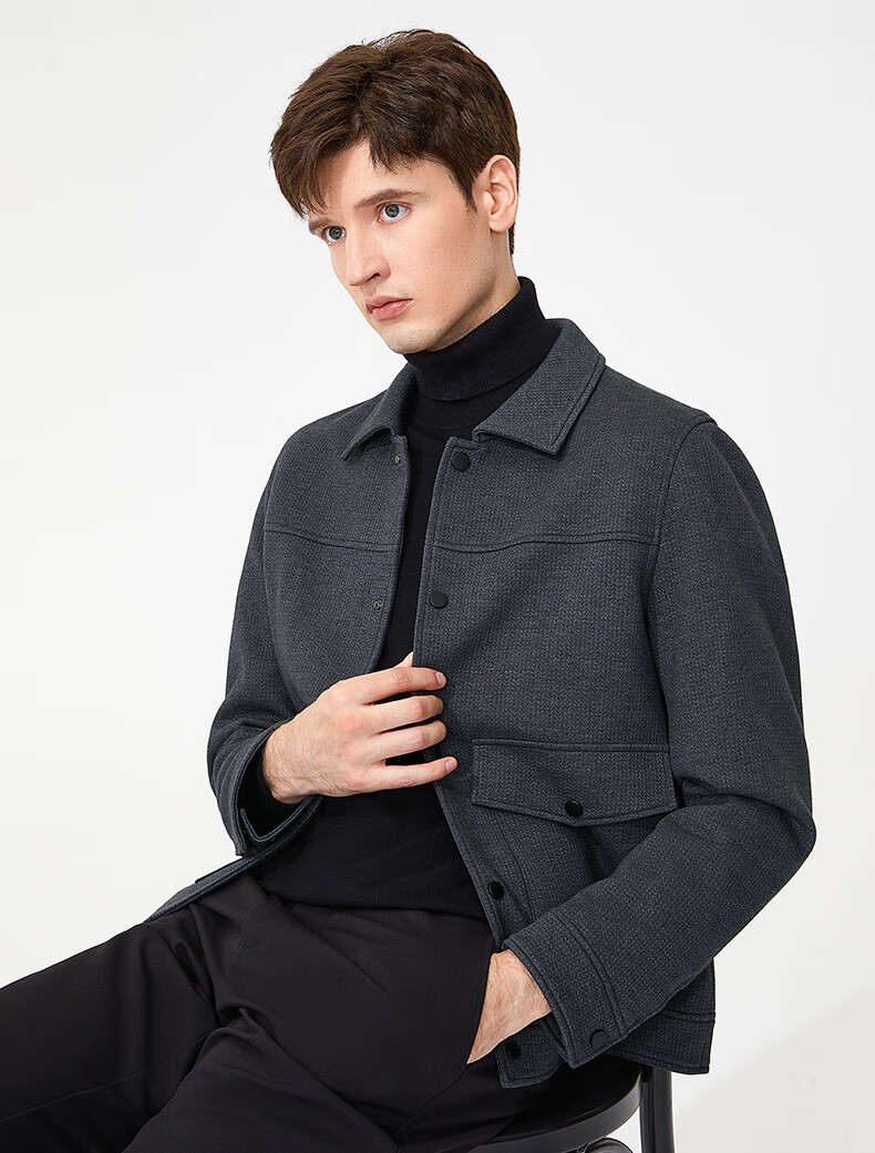 Goldlion GY [Containing Cotton Wool] Men's Jacket, Autumn And Winter Lapel Jacket, JWF1799-LK120 Gray, 2XL 2