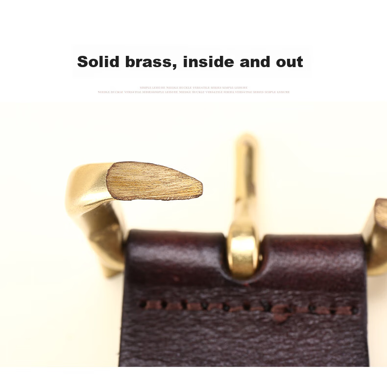 Cattlesboss Men's Belt, Alligator Pattern, Top-Grain Leather, Pin Buckle with Copper Clasp, 1986 Gift for Dad, Dark Brown, 110cm 7