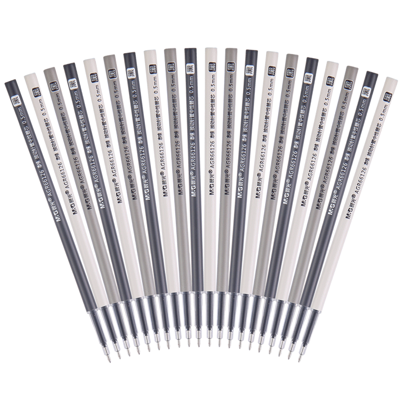 M&G Stationery, 0.5mm Black Student Exam Gel Pen Refills, Full Needle Tube Signature Pen Refills, Benwei Series Ink Refills, 20 Pieces/box 9008